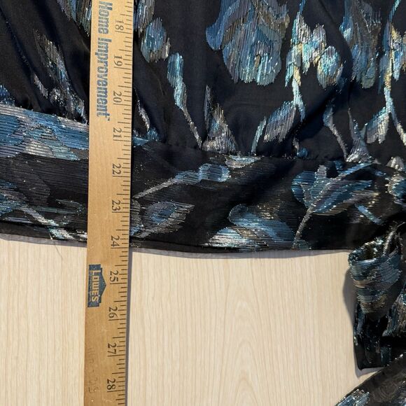 VTG Another Thyme Black LS Blouse Metallic Floral Fairy Gothic USA Art To Wear - Picture 10 of 11